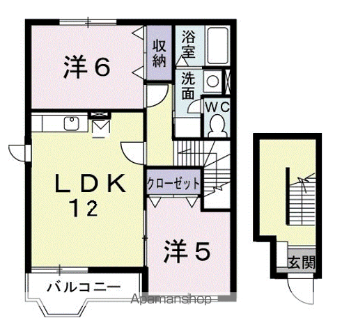 グラン・リーオ A(2LDK/2階)の間取り写真