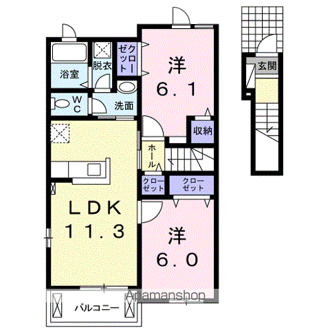 ベラクオーレⅡ(2LDK/2階)の間取り写真