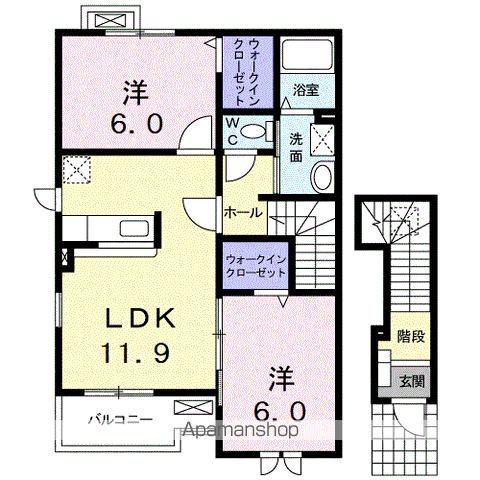 MILD SⅠ(2LDK/2階)の間取り写真