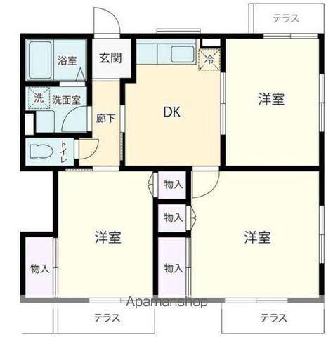 電産ハイツ(3DK/1階)の間取り写真