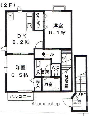 ヴィオラA(2DK/2階)の間取り写真