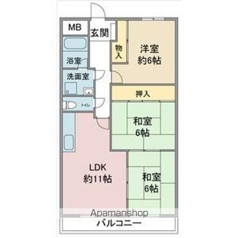藤ヶ丘第2ホフマンション(3LDK/2階)の間取り写真