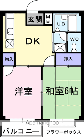 岐南ハイツA(2DK/2階)の間取り写真