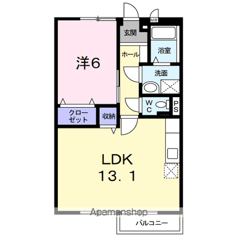 エントピア・パピヨンM(1LDK/2階)の間取り写真