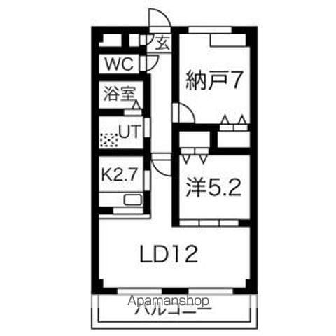 MONDIALE砂川(1SLDK/3階)の間取り写真