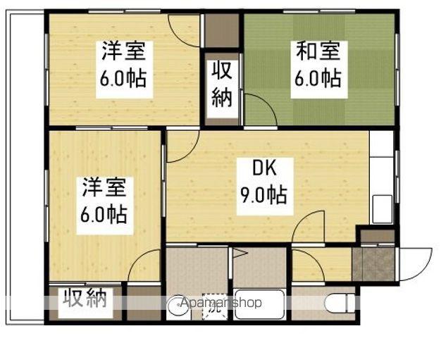 ハイツ谷中A棟(3DK/3階)の間取り写真