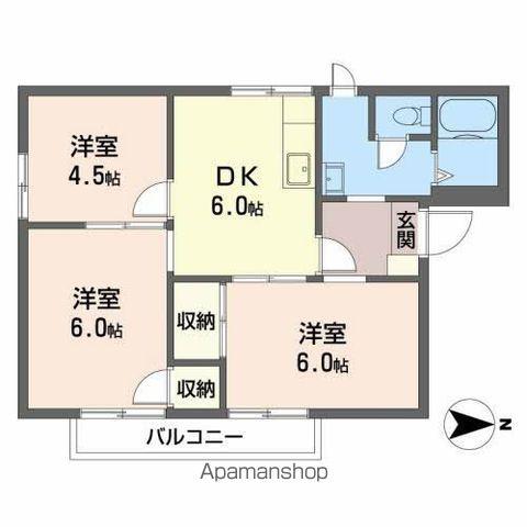 フレグランス山西 Ⅱ棟(3DK/2階)の間取り写真
