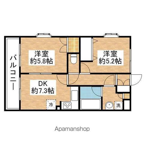 ヴェルドミール白糸台(2DK/1階)の間取り写真