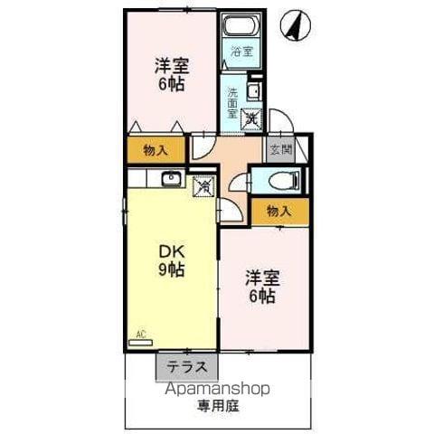 セジュールソシアⅡ(2DK/1階)の間取り写真