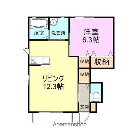 シャーメゾンナガト(1LDK/1階)の間取り写真