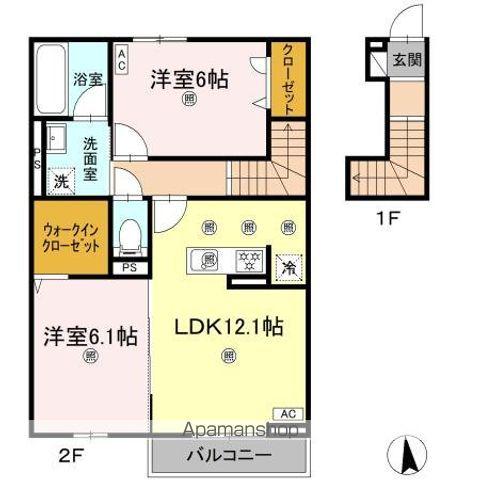 セジュール・ポートC(2LDK/2階)の間取り写真