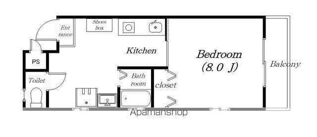 エクセラート瀬田(1K/1階)の間取り写真