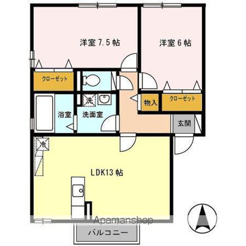 シャルマン古川AB(2LDK/2階)の間取り写真