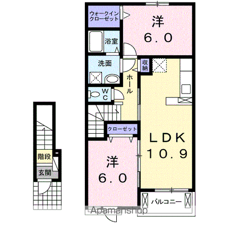 ブランド バルーン A(2LDK/2階)の間取り写真