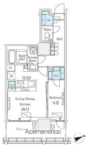 ロイヤルパークス品川(1LDK/3階)の間取り写真