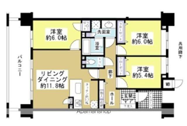 Dクラディア豊田Ⅱ(3LDK/4階)の間取り写真