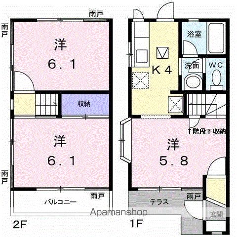 サンモールMⅡ(3K/1階)の間取り写真