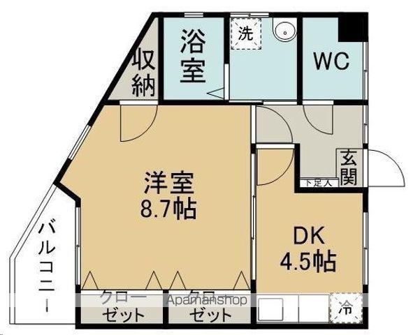 シャイニングハウスⅢ(1DK/2階)の間取り写真