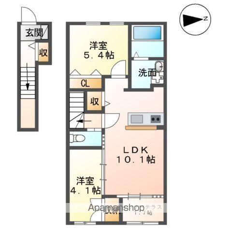 プリーモⅡ(2LDK/2階)の間取り写真