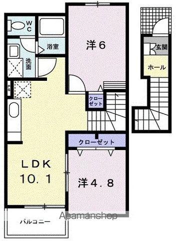 サンクレストD棟(2LDK/2階)の間取り写真