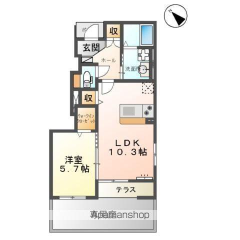 エレガンス益城(1LDK/1階)の間取り写真