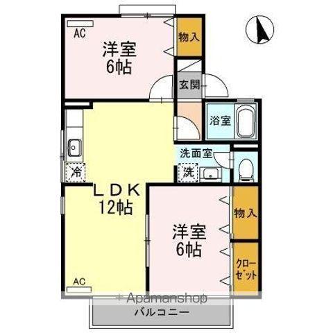 ロイヤルコート円座(2LDK/1階)の間取り写真
