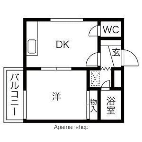 アルファスクエア北18条(1DK/2階)の間取り写真
