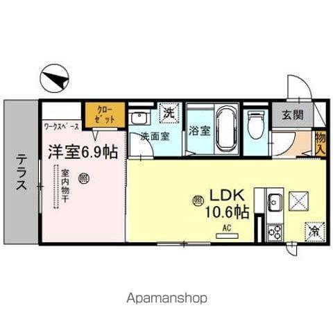 東海道本線 近江八幡駅 バス乗車時間:6分 若松町バス停で下車 徒歩4分 3階建 築3年(1LDK/1階)の間取り写真