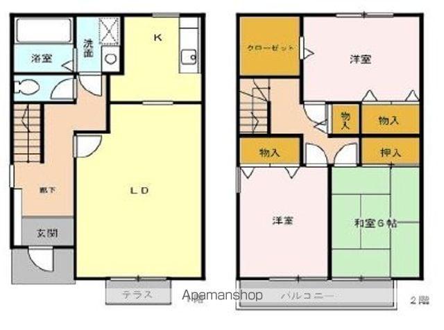 ロイヤルガーデン壱七番館(3LDK/2階)の間取り写真
