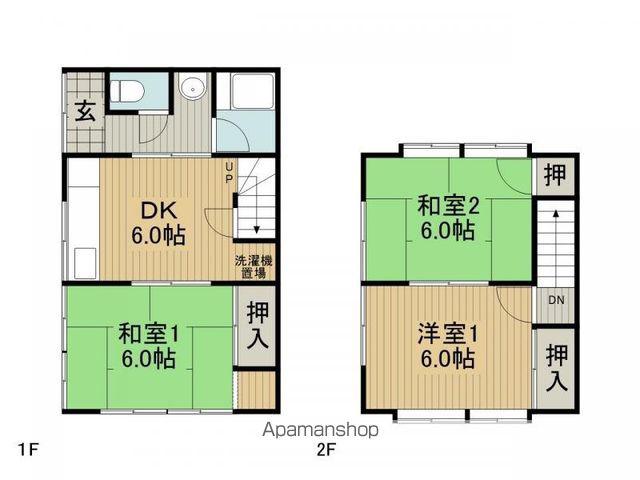 中央本線 茅野駅 徒歩55分 2階建 築42年(3DK)の間取り写真
