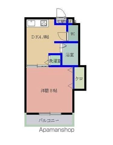 冨士コーポラスⅡ(1DK/4階)の間取り写真