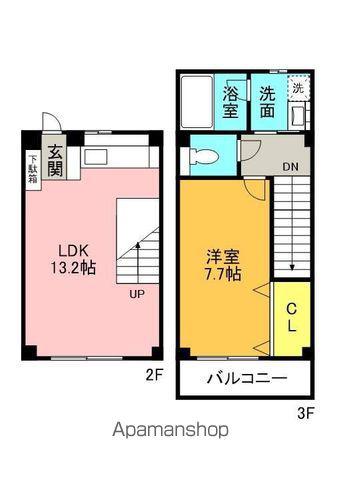 CREST新浜(1LDK/2階)の間取り写真