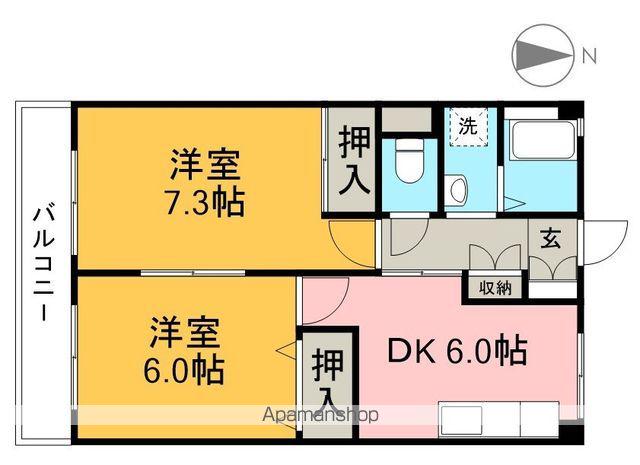 木の丸グリーンハイツ(2DK/4階)の間取り写真
