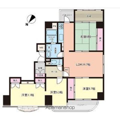 ダイアパレス舟入通(4LDK/10階)の間取り写真