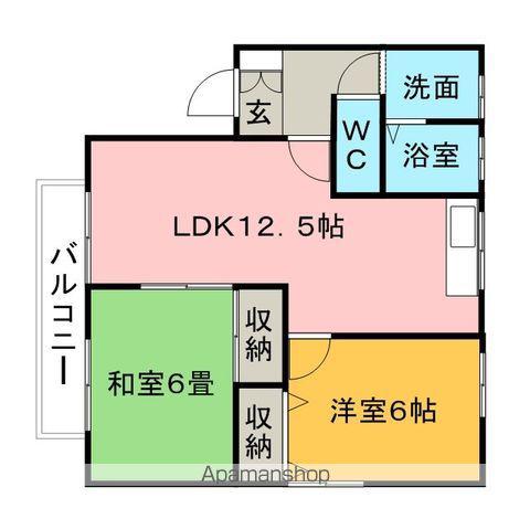 リバーサイドハイツB(2LDK/2階)の間取り写真