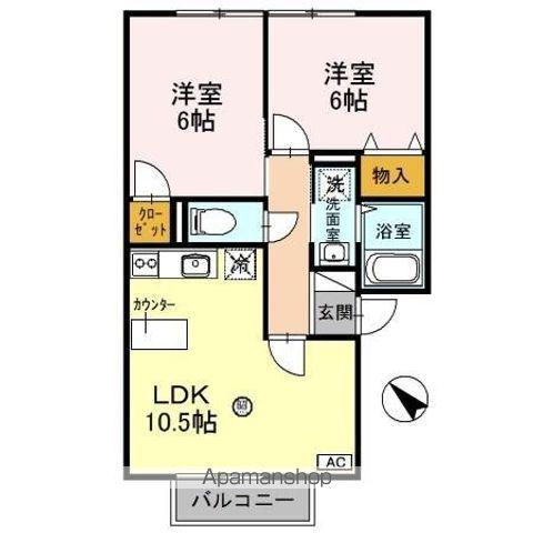リサージュA(2LDK/1階)の間取り写真