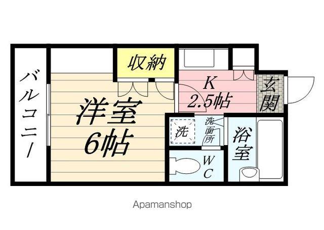 ロックフィル瀬下(1K/3階)の間取り写真