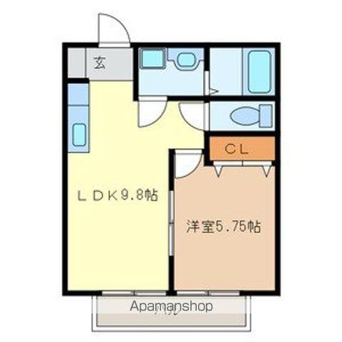 ビュー アイルB棟(1LDK/2階)の間取り写真