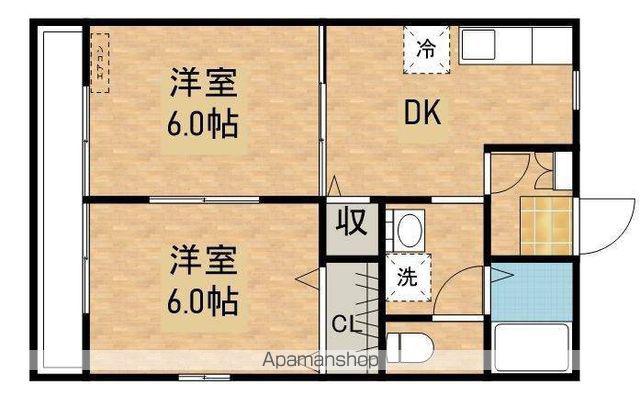 エスポワールI(2DK/2階)の間取り写真