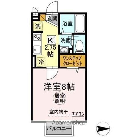 ルミエールⅠ(1K/1階)の間取り写真