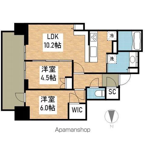 シティタワー国分寺ザ・ツイン イースト(2LDK/33階)の間取り写真
