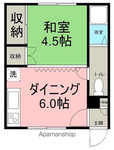 駒場中央ハイツ(1DK/1階)の間取り写真