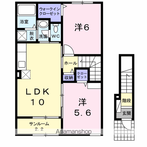 テアトル セゾン(2LDK/2階)の間取り写真
