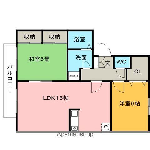 シャルム高松Ⅱ(2LDK/2階)の間取り写真