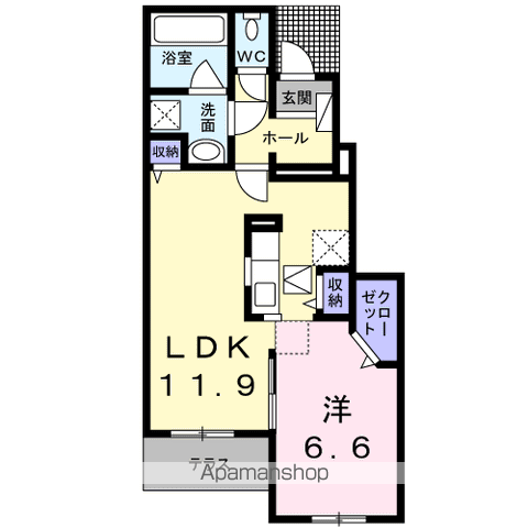 ひまわりⅠ(1LDK/1階)の間取り写真