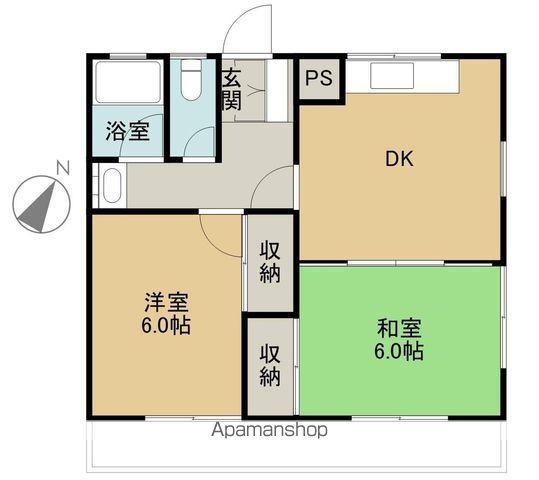 豊田ハイツA(2DK/1階)の間取り写真