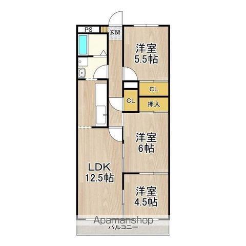 サンコートやしろが丘(3LDK/13階)の間取り写真