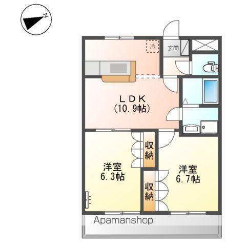 ブレスビュー(2LDK/1階)の間取り写真