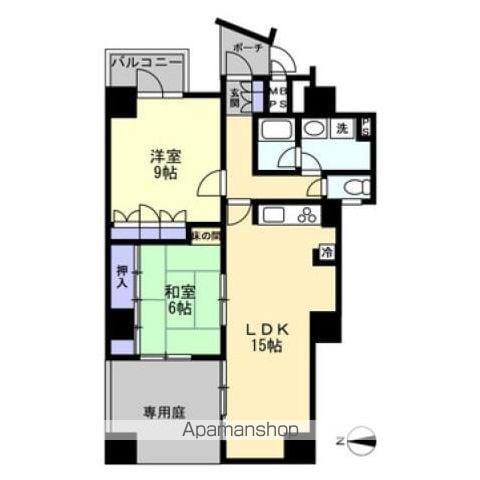 朝日プラザアーバンコア高松Ⅱ(2LDK/1階)の間取り写真