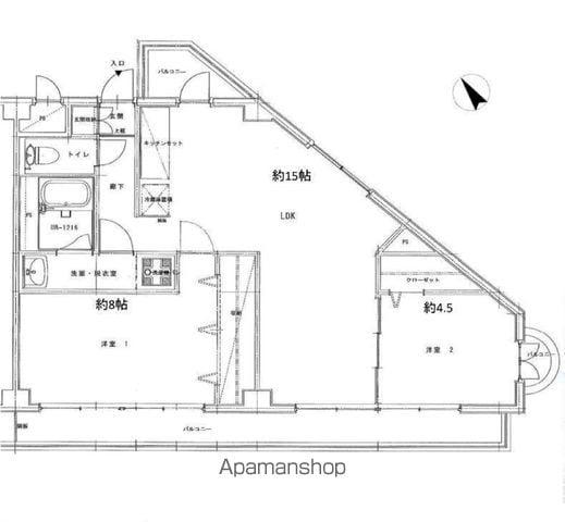 カーサケイワイNO.2(2LDK/4階)の間取り写真